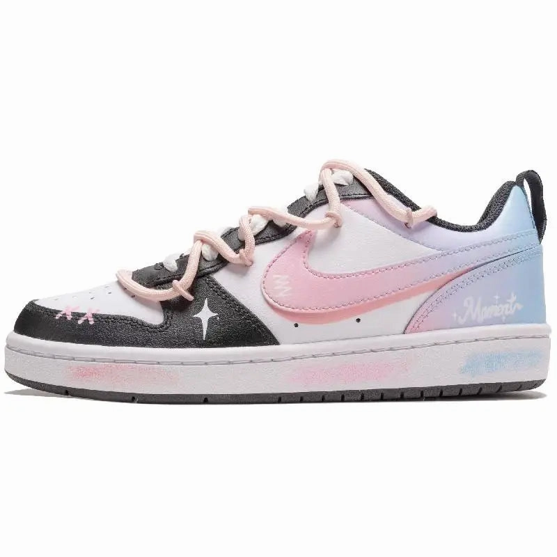 CustomizeNike Court Borough Skateboarding Shoes Women's Low-top Blue Sneakers shoes BQ5448-115 Asic Gel Mens Shoes