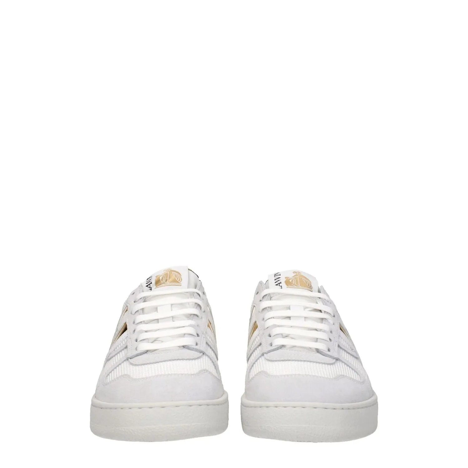 Glitter Shoes Flats Lanvin White Fabric Low Top Sneakers