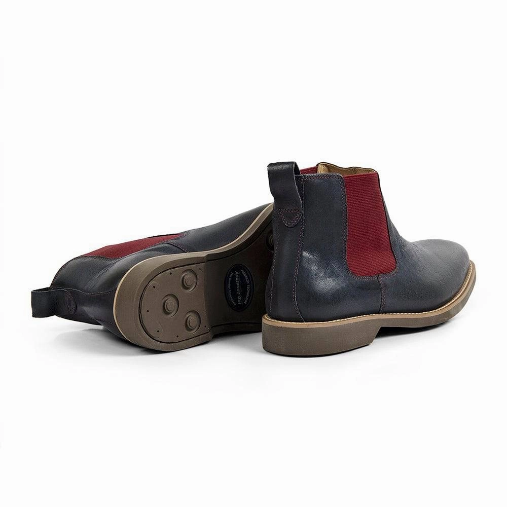 Anatomic Cardoso Mens Navy Leather Pull On Ankle Boots People Boots