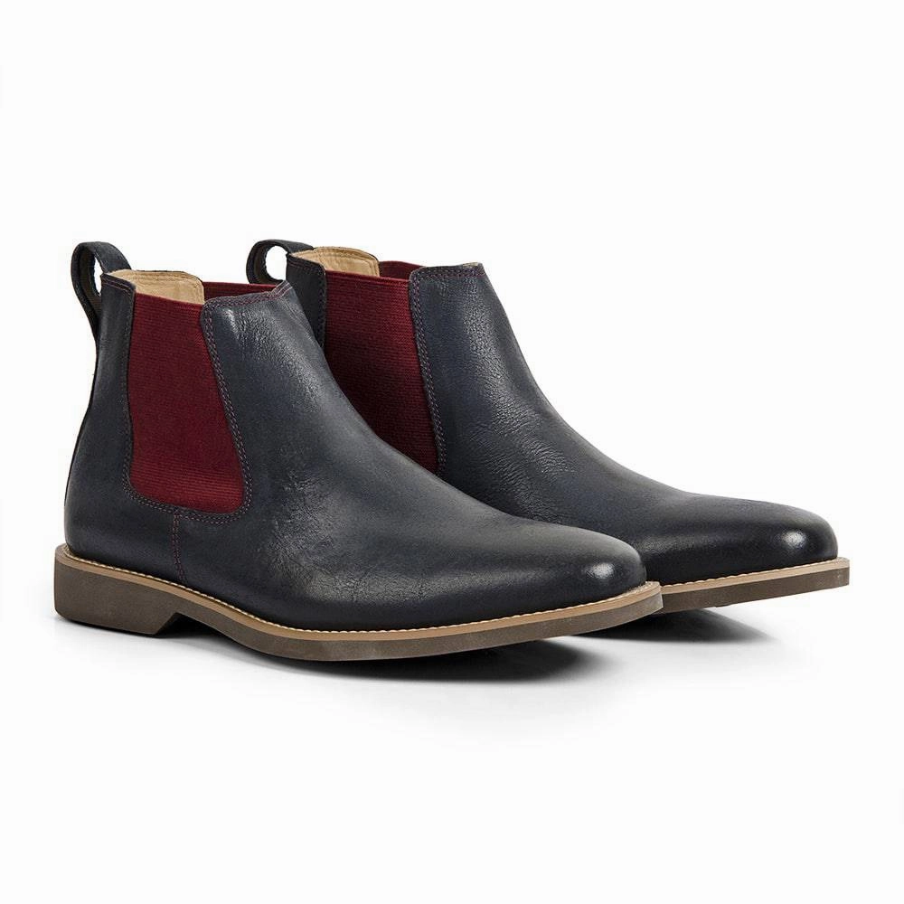 Nacona Boots Anatomic Cardoso Mens Navy Leather Pull On Ankle Boots