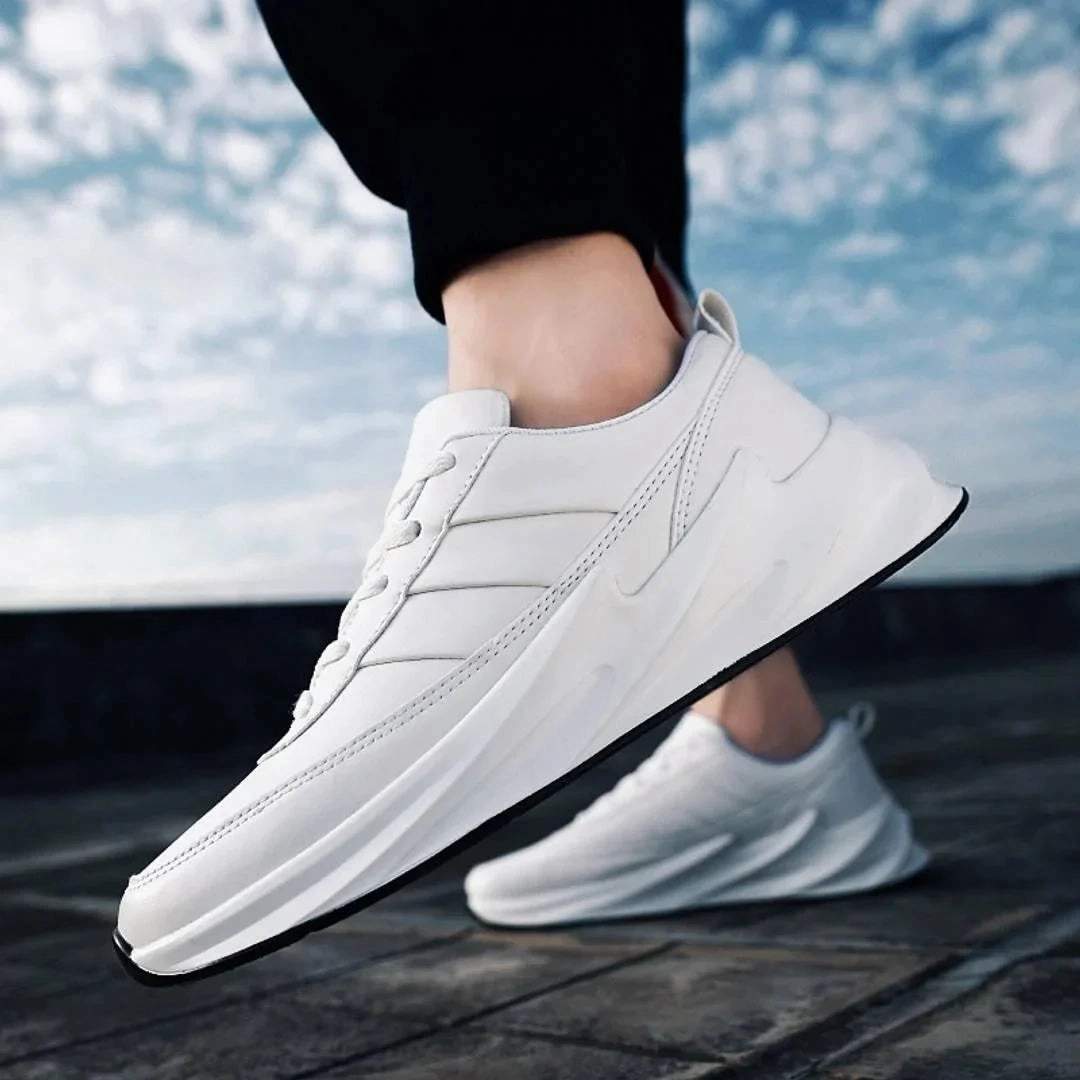 Elegant White Synthetic Leather Solid Sports Shoes For Men Flat Shoes For Summer