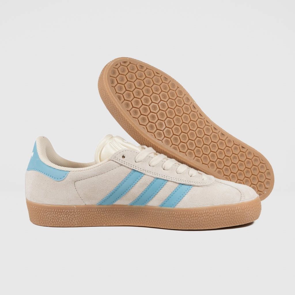 Adidas Skateboarding - Gazelle ADV Shoes - Wonder White / Preloved Blue / Gum 4 Chucks Skate Shoes