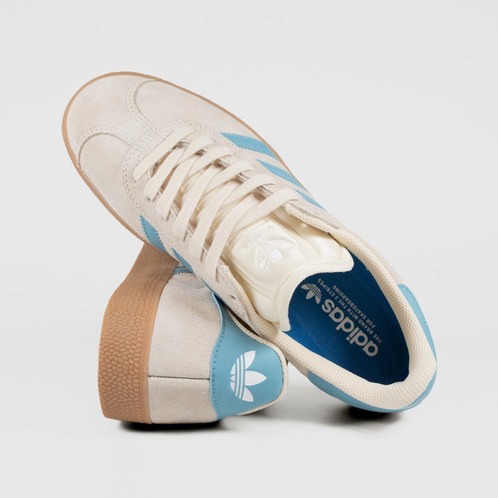 Barefoot Skate Adidas Skateboarding - Gazelle ADV Shoes - Wonder White / Preloved Blue / Gum 4