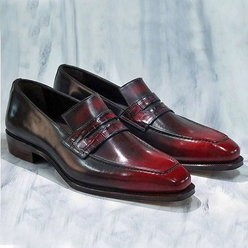 Snow And Hiking Boots Tailor Made Handmade Bespoke Two Tone Leather Slip On Moccasin Loafers Shoes