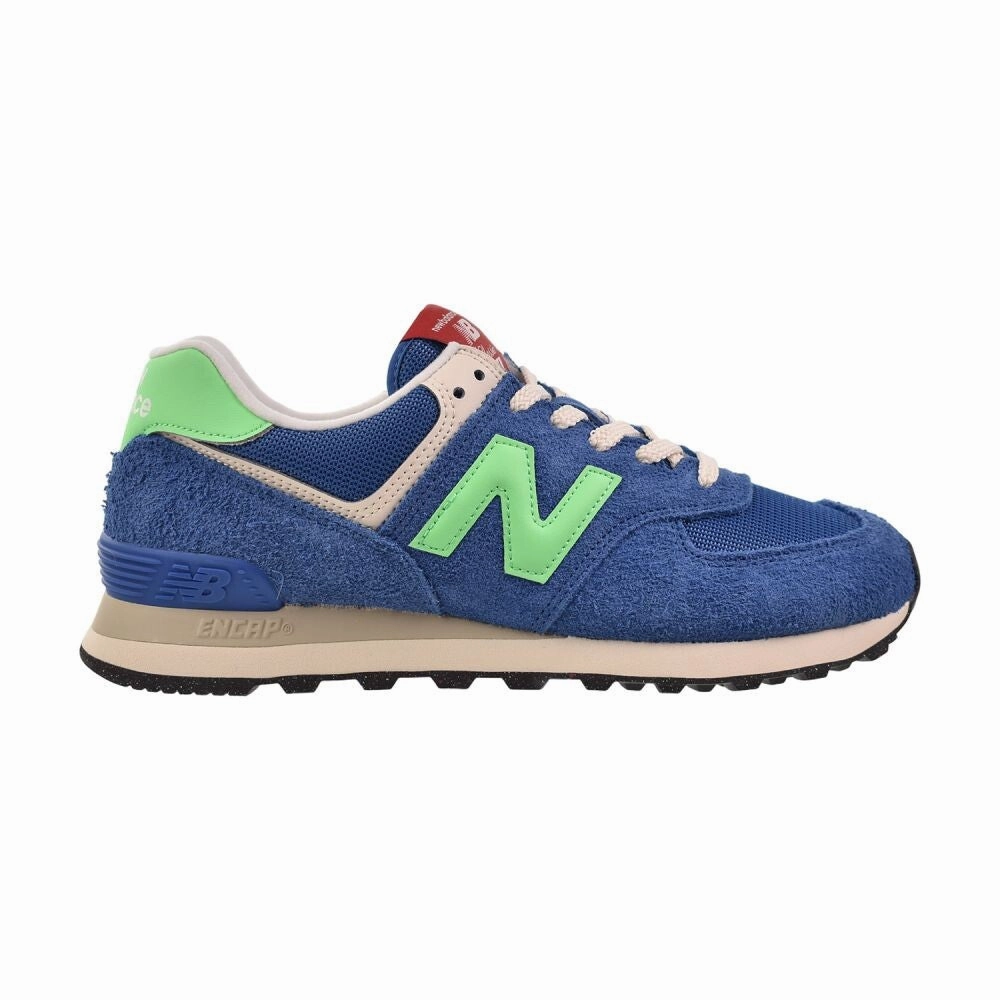 Fierce Nitro Leather Casual Shoes New Balance 574 Men's Shoes Blue Agate/Lime Leaf