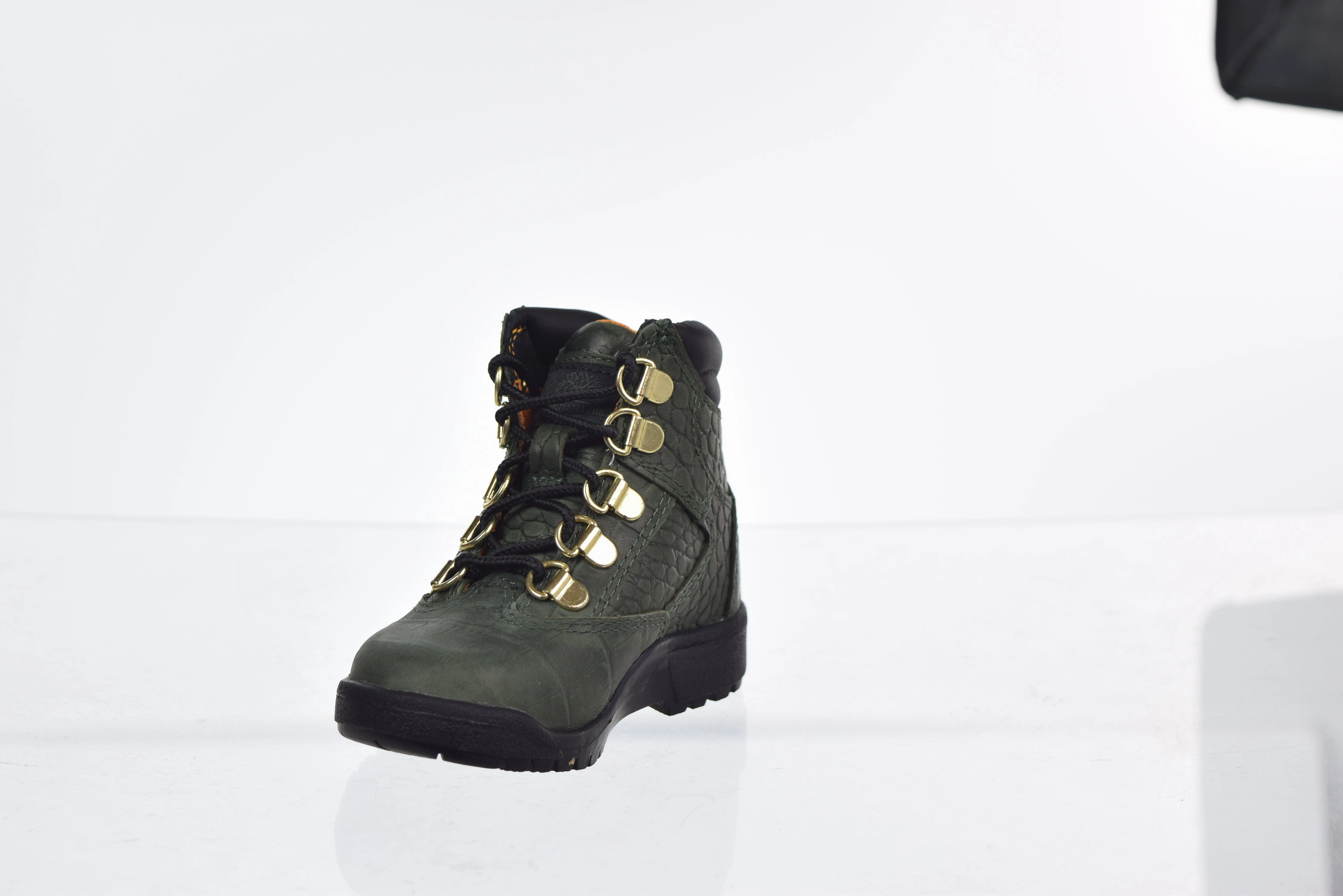 Timberland 6' Leather Field Boot Little Kid's Shoes Green Waterproof Zero Drop Hiking Shoes