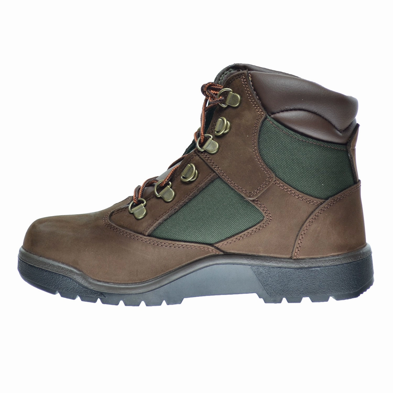 Up Climbing Shoes Timberland 6 Inch Big Kid's Field Boots Brown Nubuck/Green