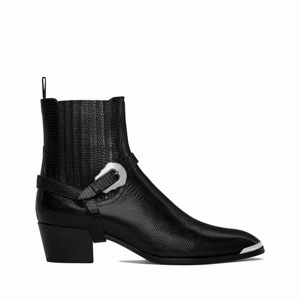 Celine Black Calfskin Chelsea Boots Brown Flat Boots