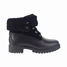 Timberland Jayne WP Fleece Fold Down Women's Boot Black Full Grain Leather Waterproof Shoes For Walking The Dog