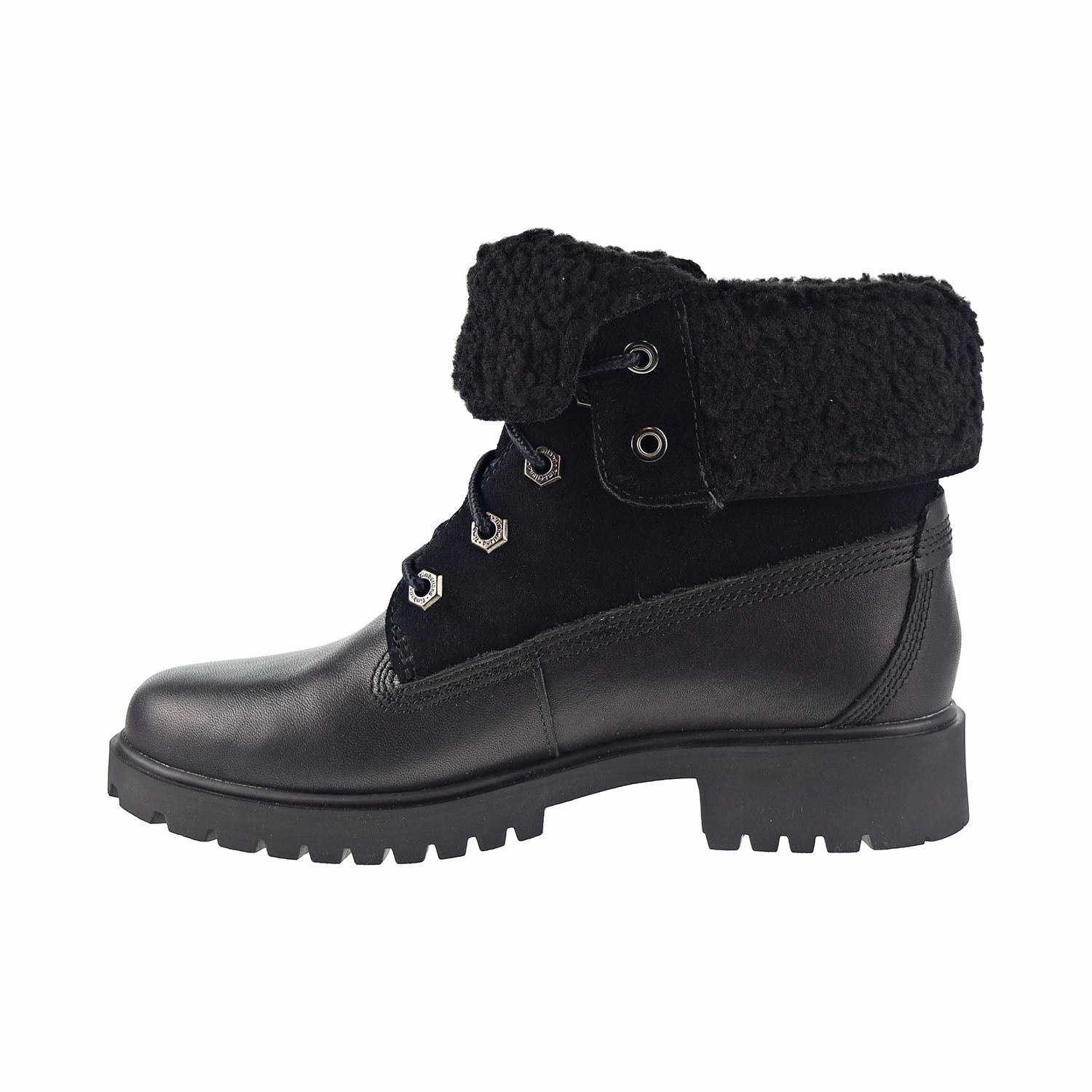 Timberland Jayne WP Fleece Fold Down Women's Boot Black Full Grain Leather Protector Waterproof Spray