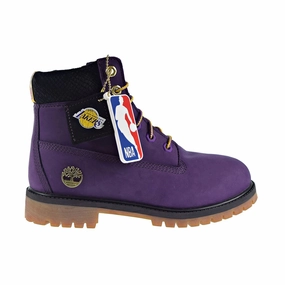 Timberland "LA Lakers" 6-Inch Premium Wp Big Kids' Boots Dark Purple Nubuck Crosslander 3 Hiking Waterproof