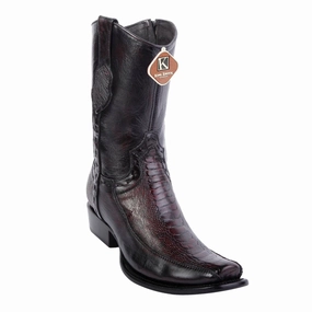 Men's King Exotic Ostrich Leg Boots With Deer Dubai Toe Handcrafted Black Cherry (479BF0518) Equine Boots