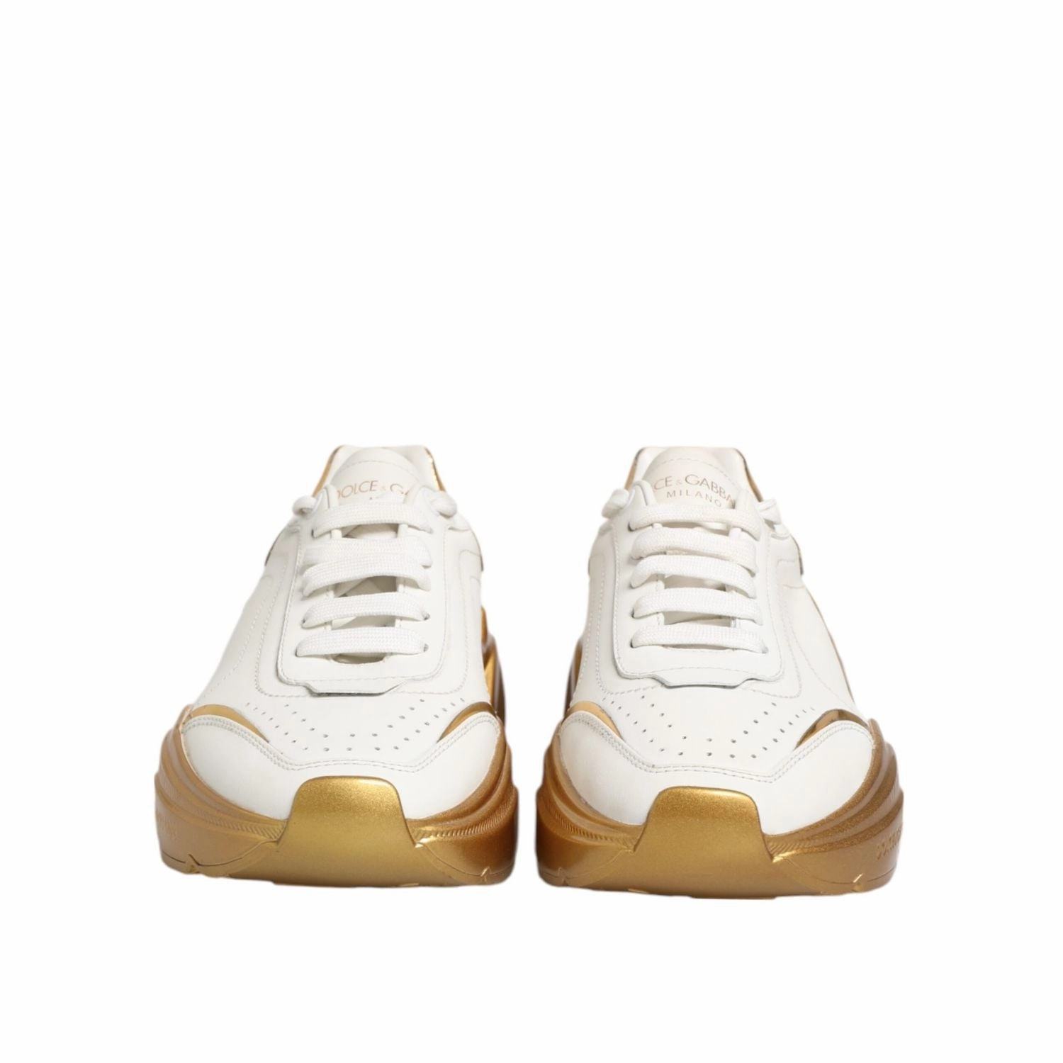 Sneakers Store New York Dolce & Gabbana White Gold DAYMASTER Leather Sneakers Womens Shoes