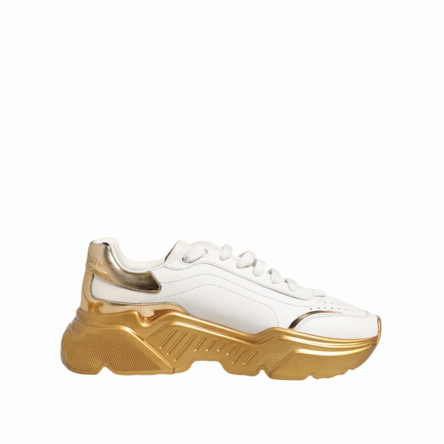 Goal Sneakers Dolce & Gabbana White Gold DAYMASTER Leather Sneakers Womens Shoes