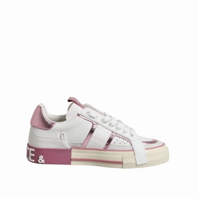 Dress Shoes That Feel Like Sneakers Dolce & Gabbana White Pink Leather Low Top Sneakers Shoes