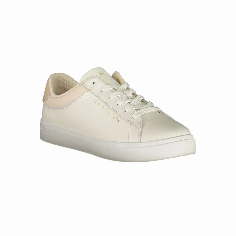 Tommy Hilfiger Beige Leather Women Sneaker Court Sneakers