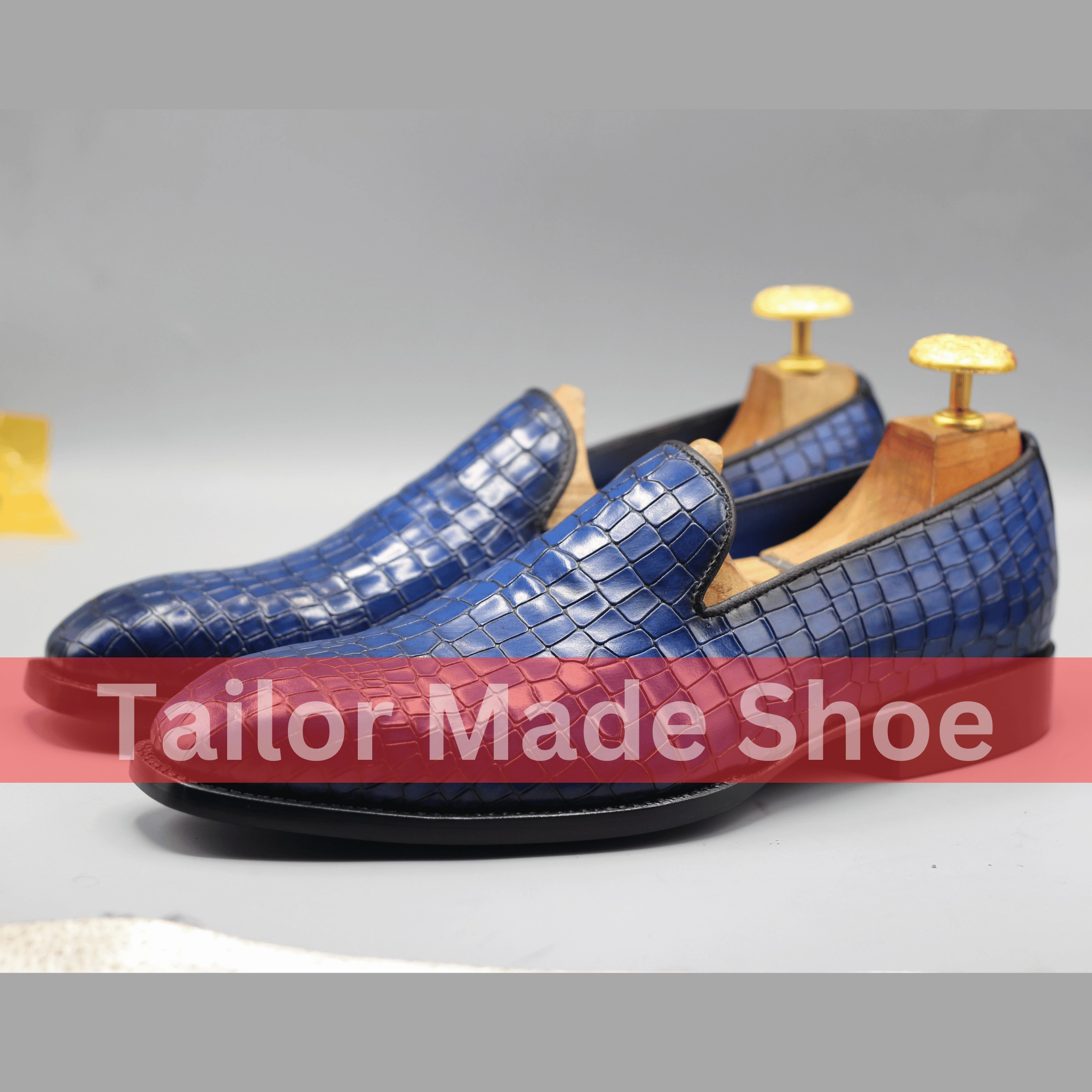 Tall Platform Boots Bespoke Blue Crocodile-Embossed Shoes  Stylish Handmade Formal Loafers Premium Blue Crocodile-Pattern Shoes  Handmade Luxury for Men