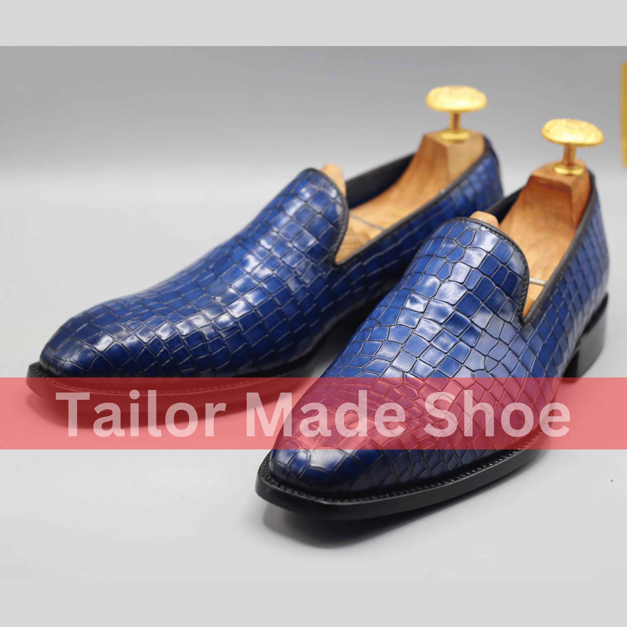 Western Boots Bespoke Blue Crocodile-Embossed Shoes  Stylish Handmade Formal Loafers Premium Blue Crocodile-Pattern Shoes  Handmade Luxury for Men