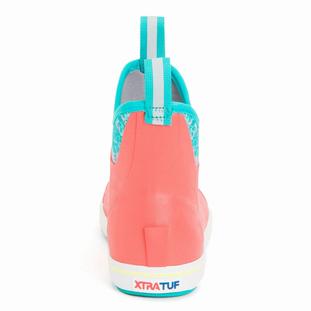 XTRATUF Women's Ankle Deck Boots- Coral Coho Oofos Waterproof Shoes