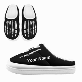 Gothic Skeleton Foot X-Ray Illusion Padded Slippers, Anatomic Bone Graphic Cozy Shoes FN057-25023184 Rabbit Slippers
