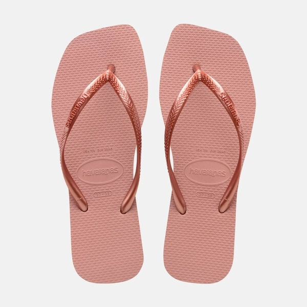 Havaianas Square Logo Metallic Flip Flops - Ballet Rose Flip Flops Celebrities