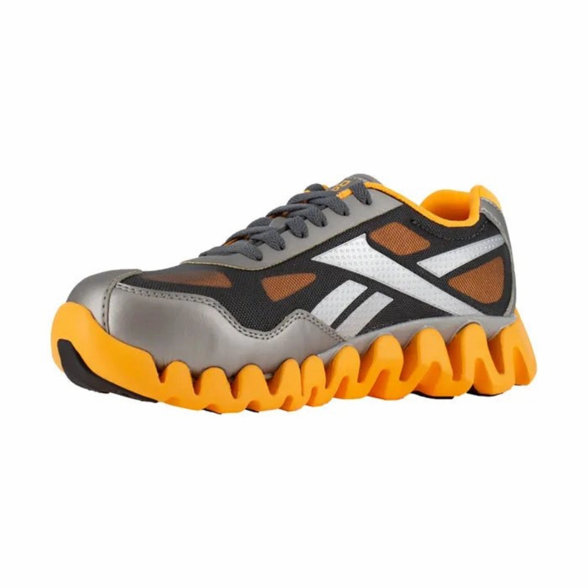 Sneakers To Make You Taller Reebok Women's Zig Pulse Safety Comp Toe Shoes In Silver/Orange-RB322