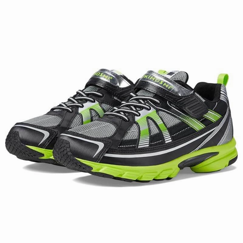 Tsukihoshi Storm Boys Black Lime Running Shoes - Lightweight, Machine Washable Sneakers for Big Kids & Toddlers Gho