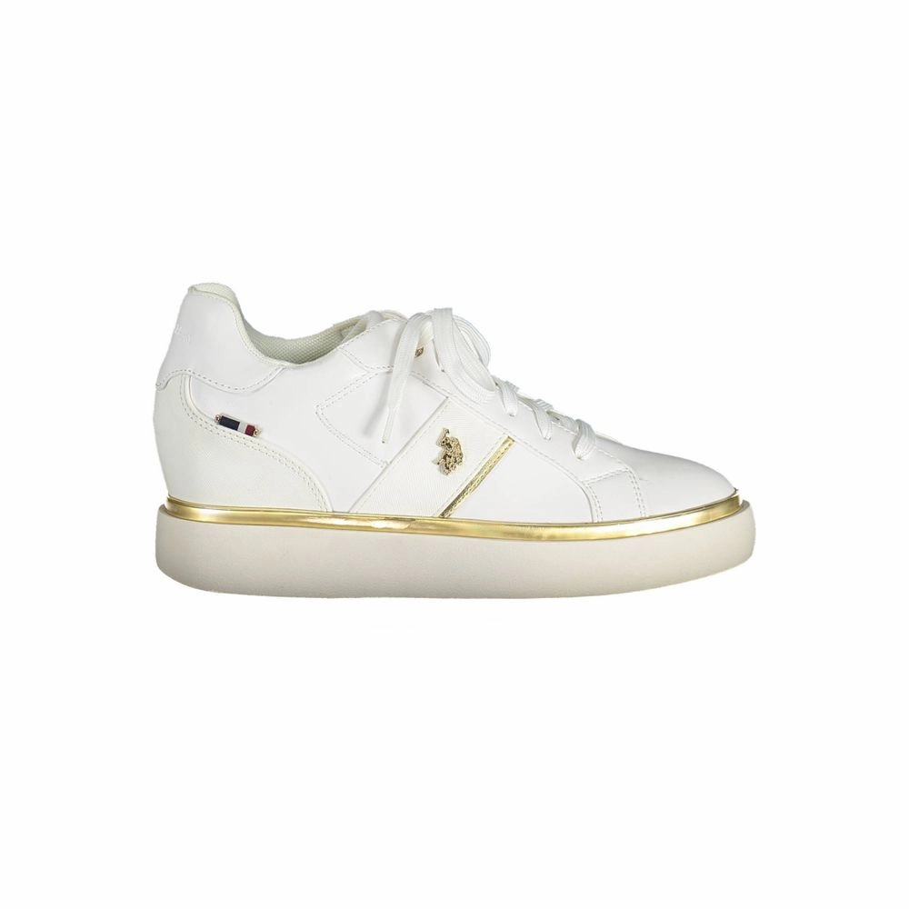 U.S. POLO ASSN. White Polyester Women Sneaker Box Toe Sneakers