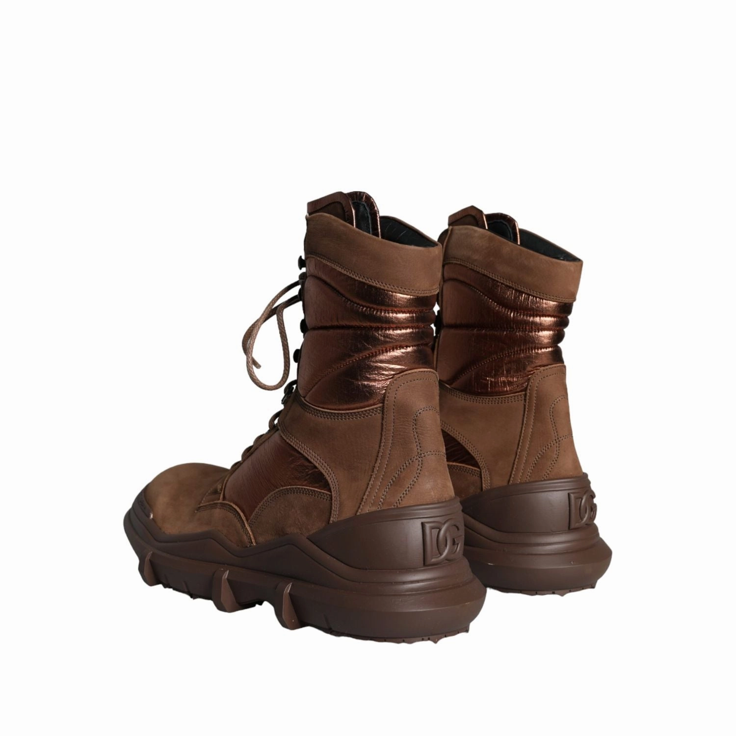 Dr Martins Boots Dolce & Gabbana Brown Suede Leather Military Combat Men Boots Shoes