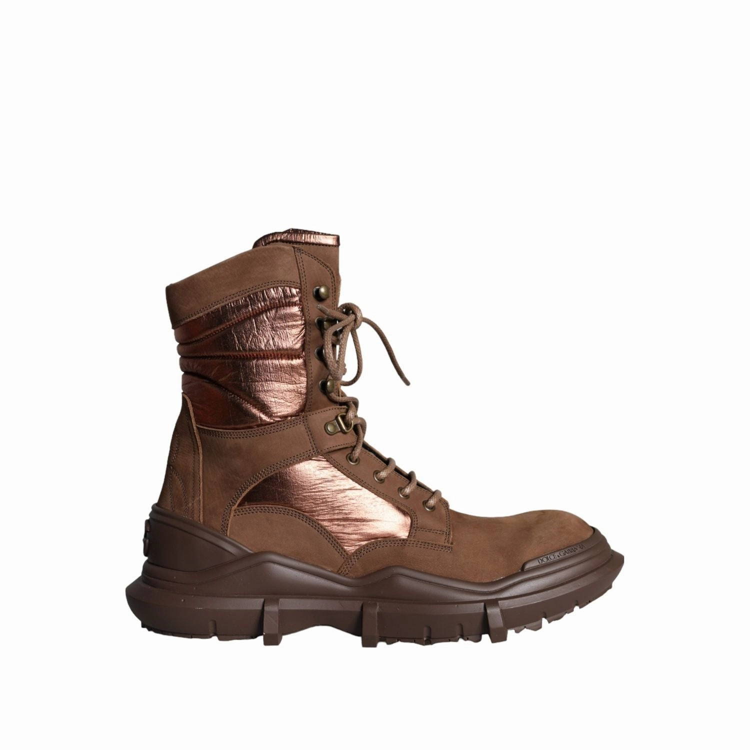 Dolce & Gabbana Brown Suede Leather Military Combat Men Boots Shoes Die With Your Boots On