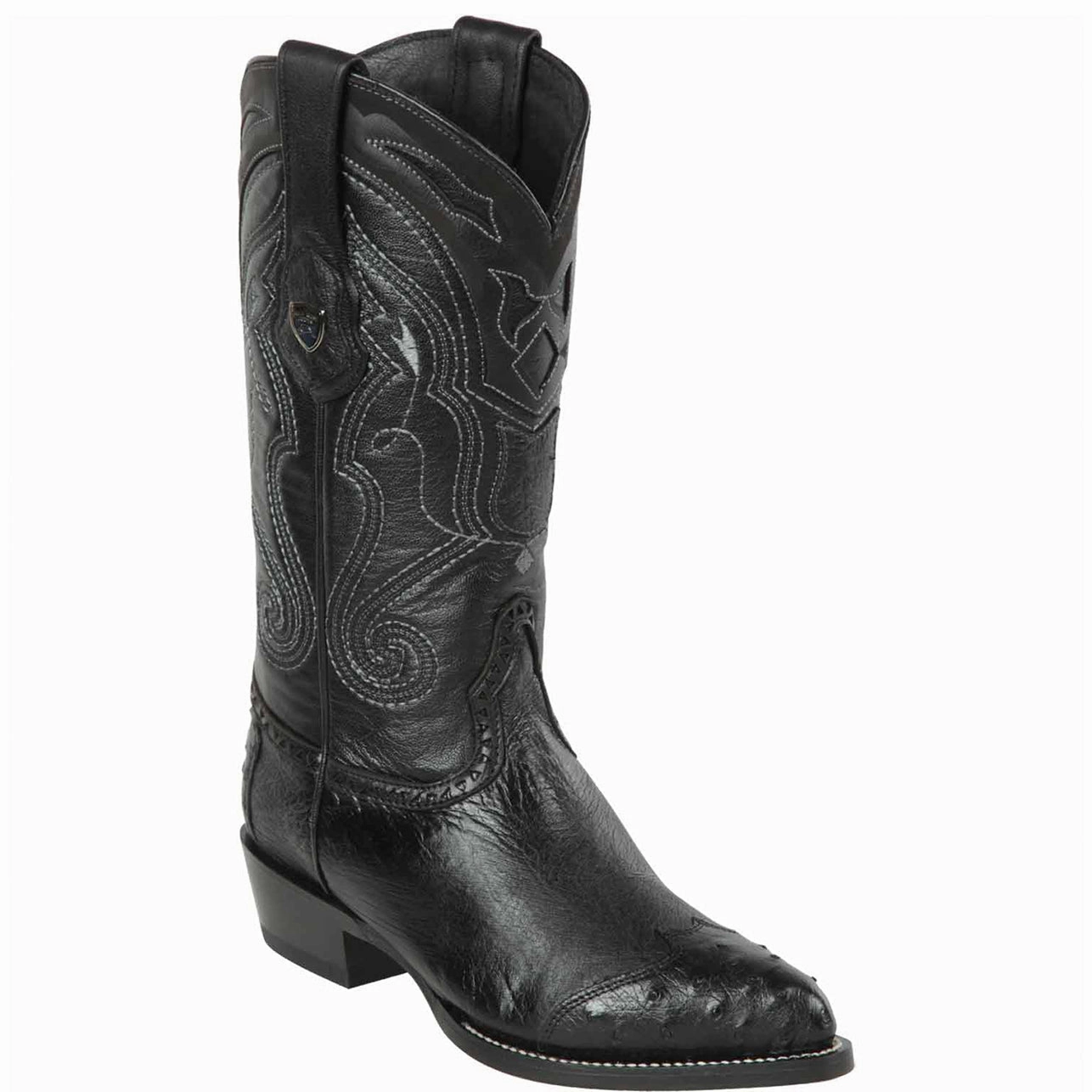 Smooth Ostrich Black Wingtip Cowboy Boots Cowgirl Boots Real Leather