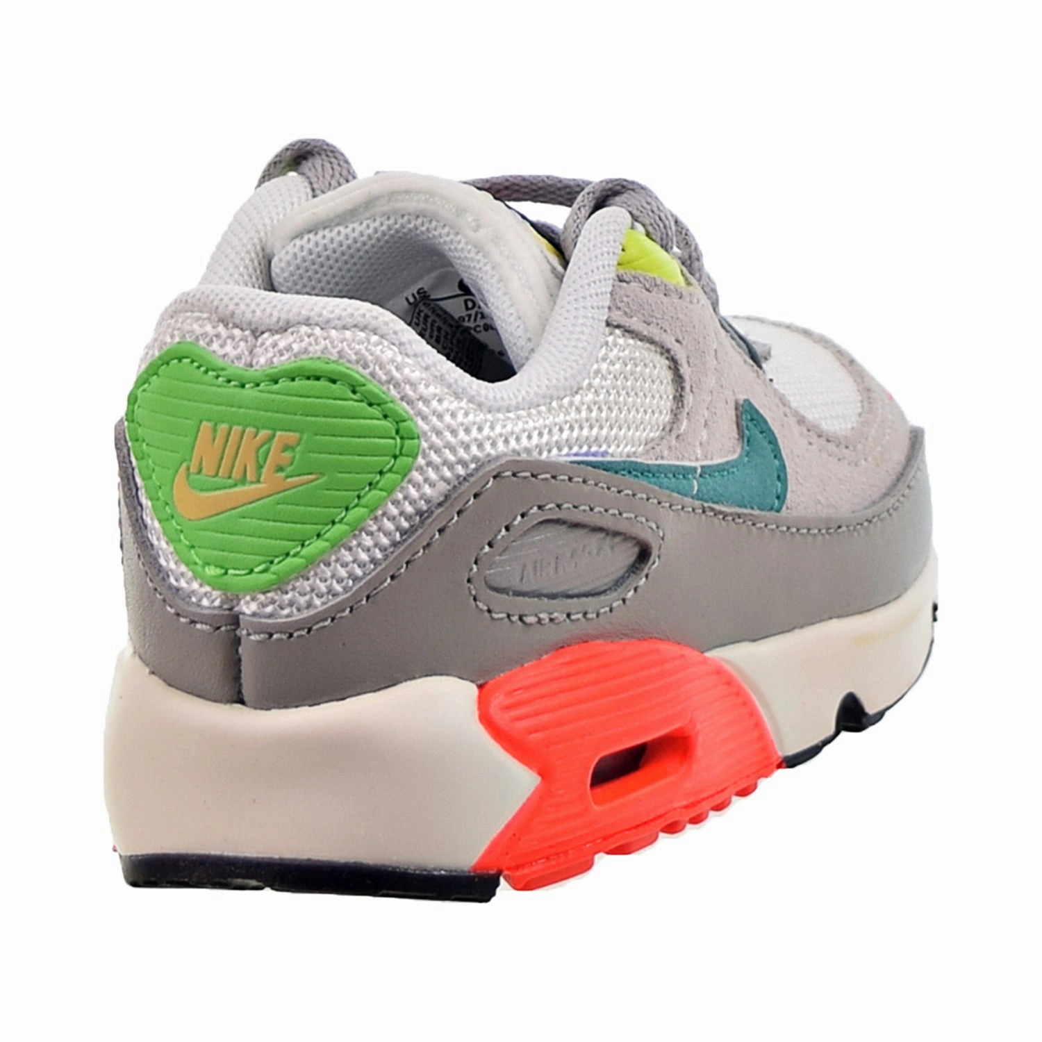 Nike Air Max 90 EOI (TD) Toddlers Shoes Pearl Grey-Sport Turq Asics Split Second 9 Le Wrestling Shoes