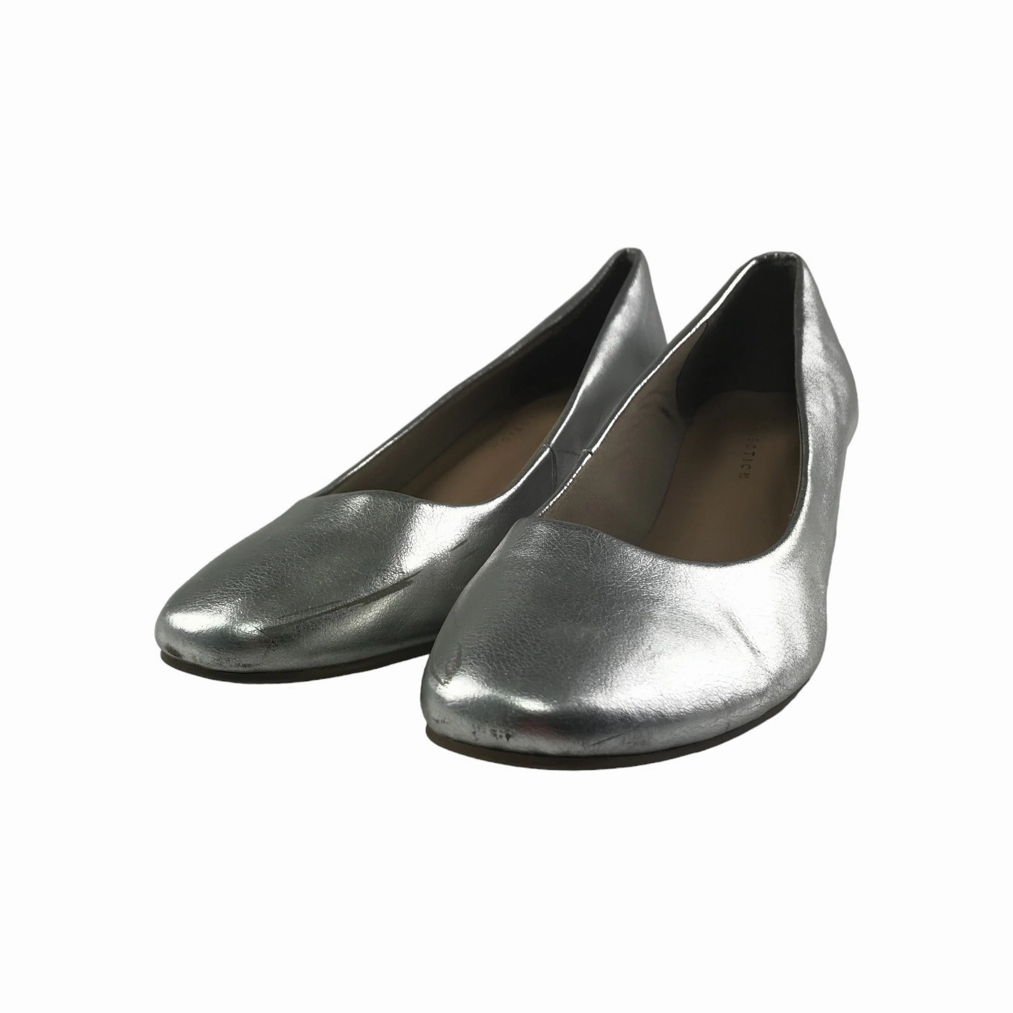 Good Looking Skate M&S Insolia Low Heel Shoes Shoe Size 5.5 Silver Shiny Hunky Heel