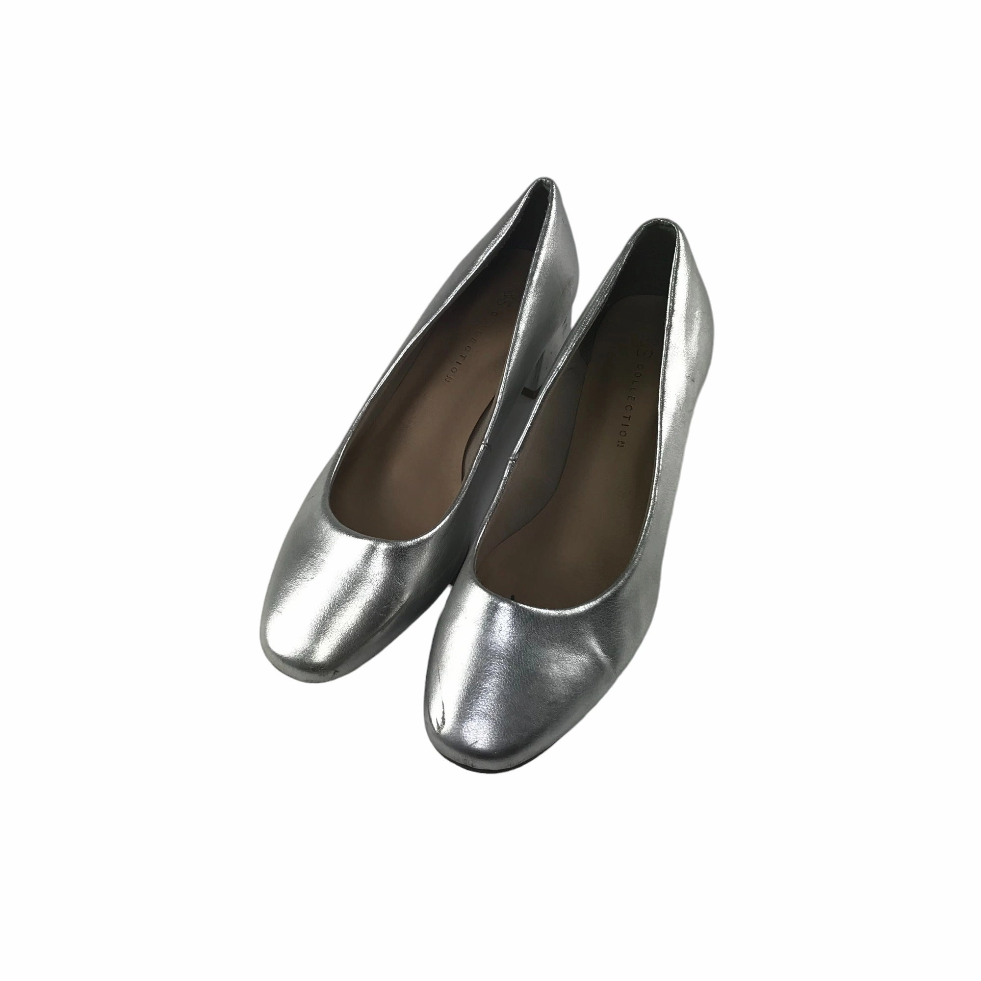 Tie Skate M&S Insolia Low Heel Shoes Shoe Size 5.5 Silver Shiny Hunky Heel