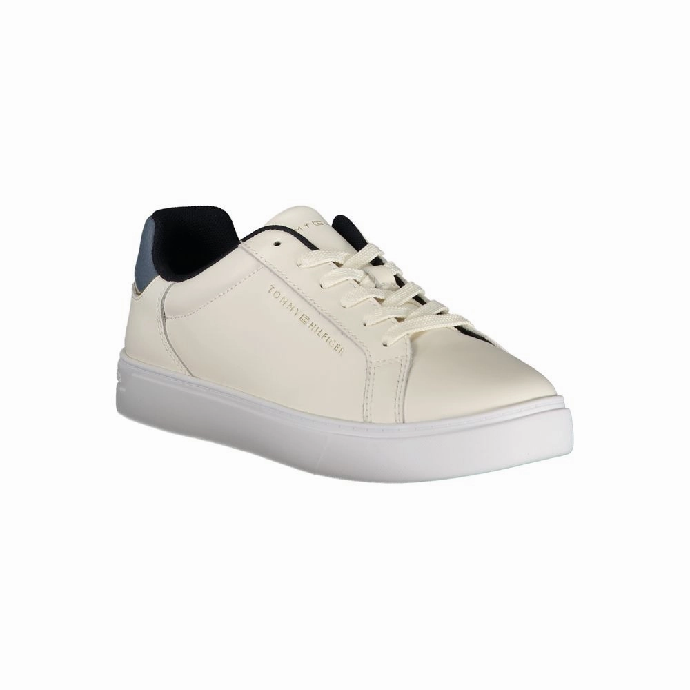 Tommy Hilfiger Beige Leather Women Sneaker Ankle Support Sneakers