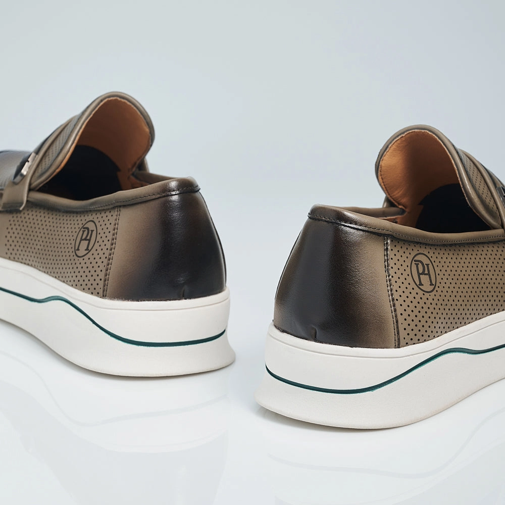 Leopard Print Flat Shoes Wide Fit Men Slip On Laceless Boat Shoes