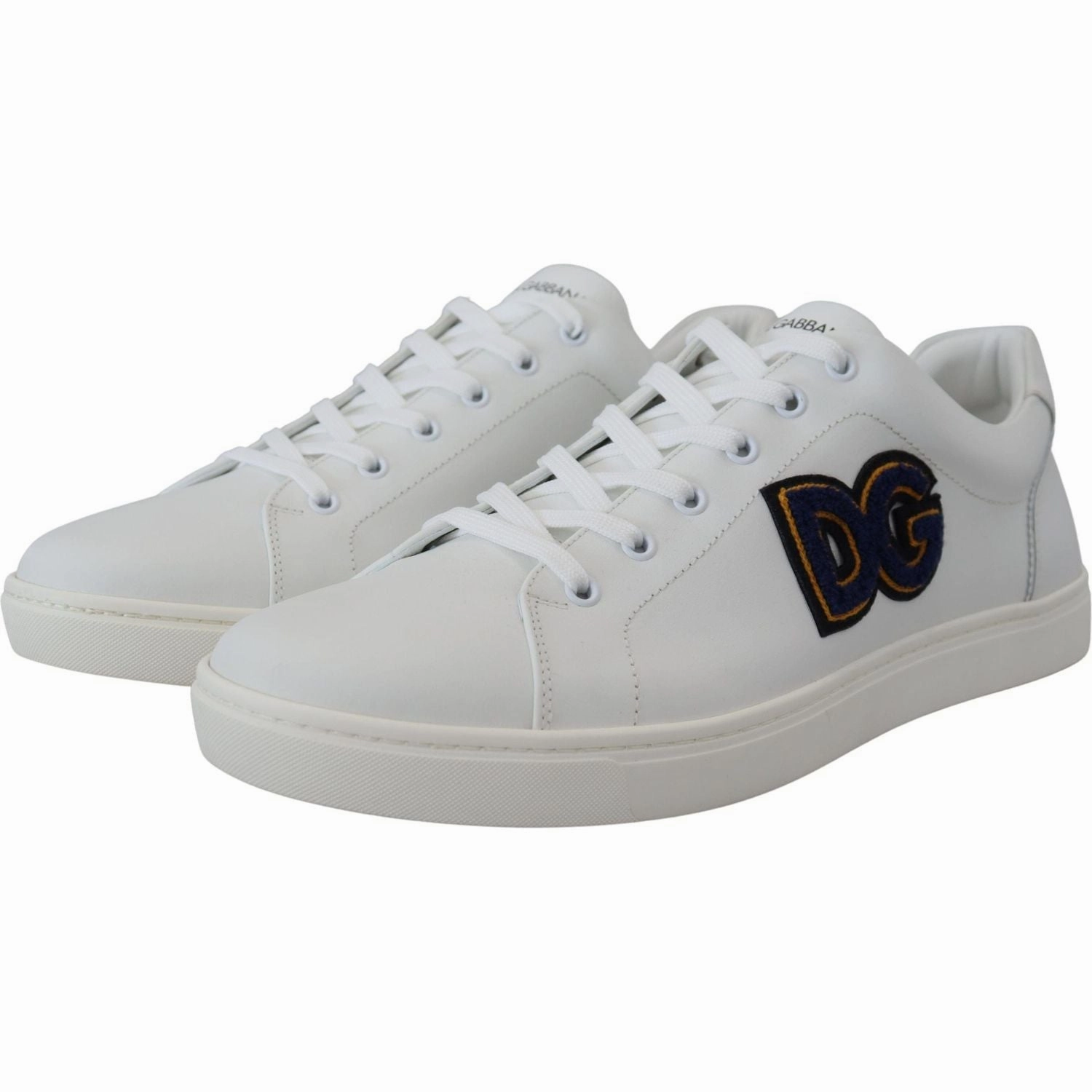 High Top Casual Shoe Dolce & Gabbana White Leather DG Logo Casual Sneakers Shoes