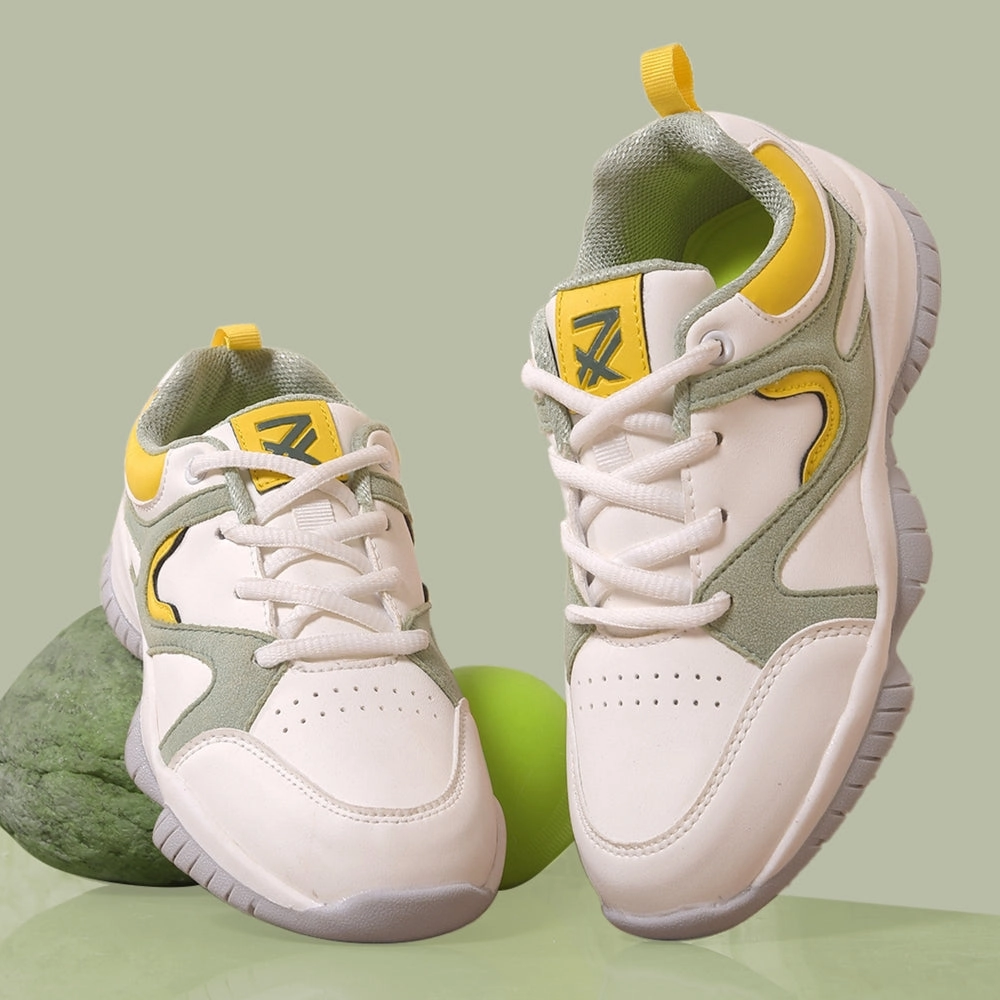 Leap7x Green Sports Lacing Running Shoes For Kids CANON-2E By Liberty Best Stability Running Shoes For Overpronation