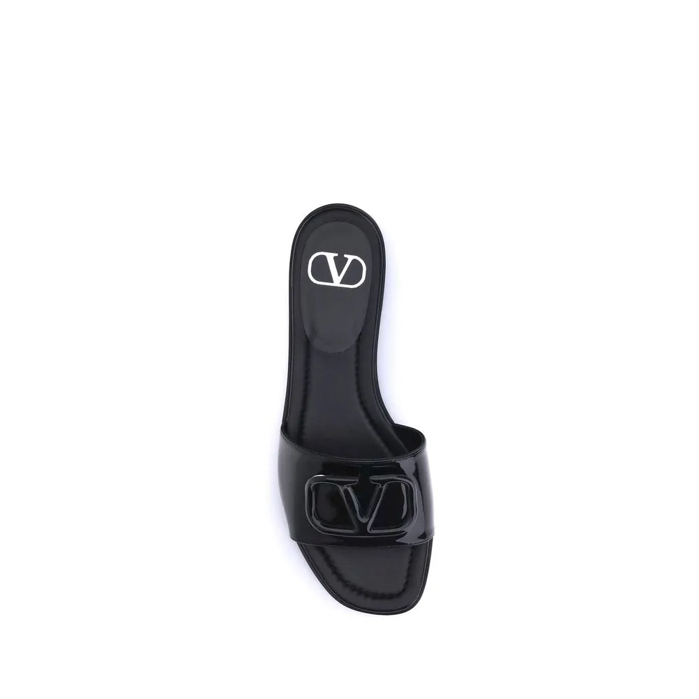 Comfort Flat Shoes Valentino Garavani Black Calf Leather Bos Taurus Flat Sandals