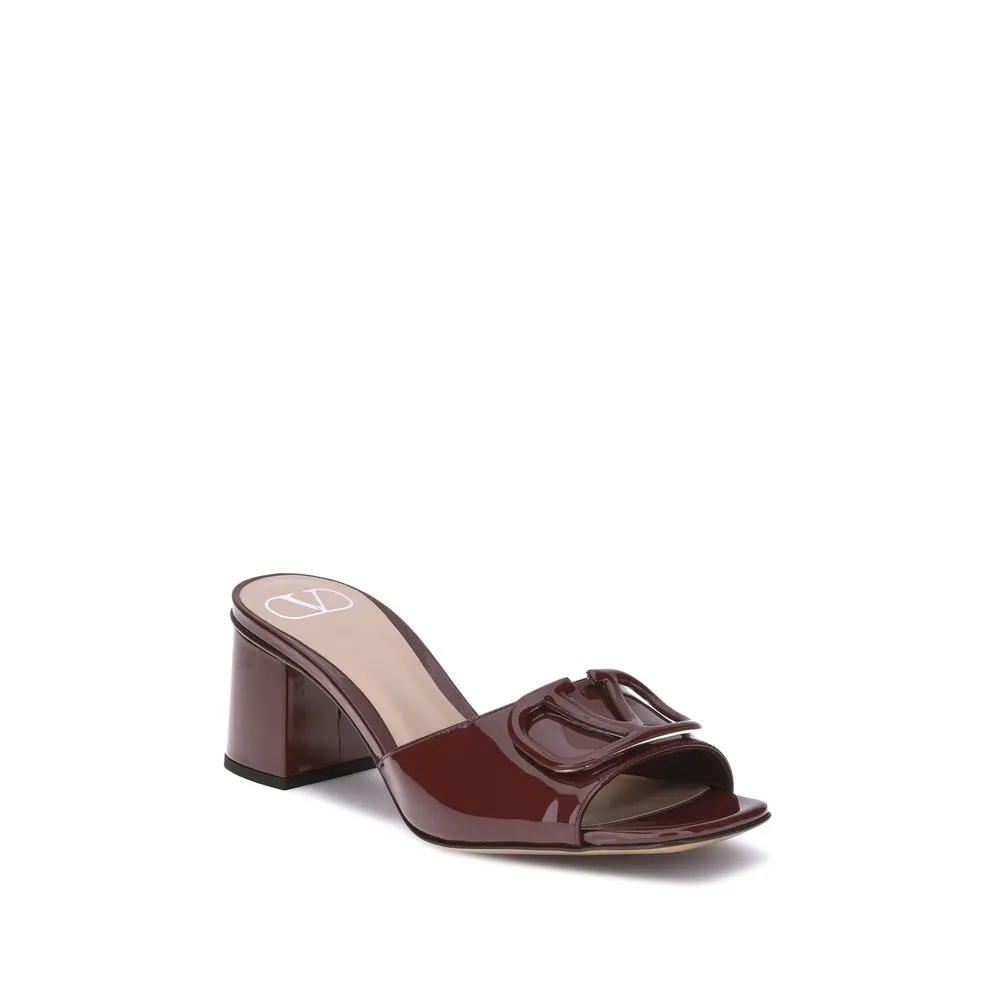 Valentino Garavani Bordeaux Calf Leather Bos Taurus Sandals Flat Heels Shoes