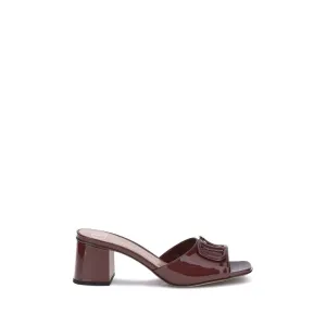 Shoes Dressy Flats Valentino Garavani Bordeaux Calf Leather Bos Taurus Sandals