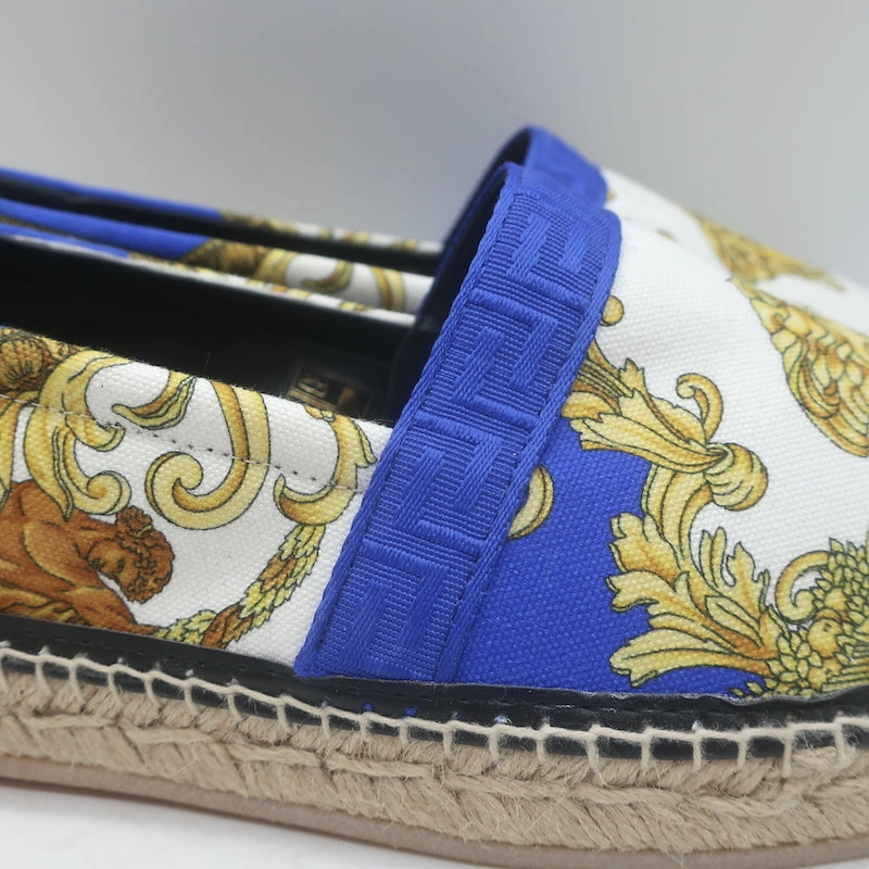 Cole Haan Espadrille Versace Medusa Renaissance Espadrilles Cream/Blue Canvas Size 41 NEW