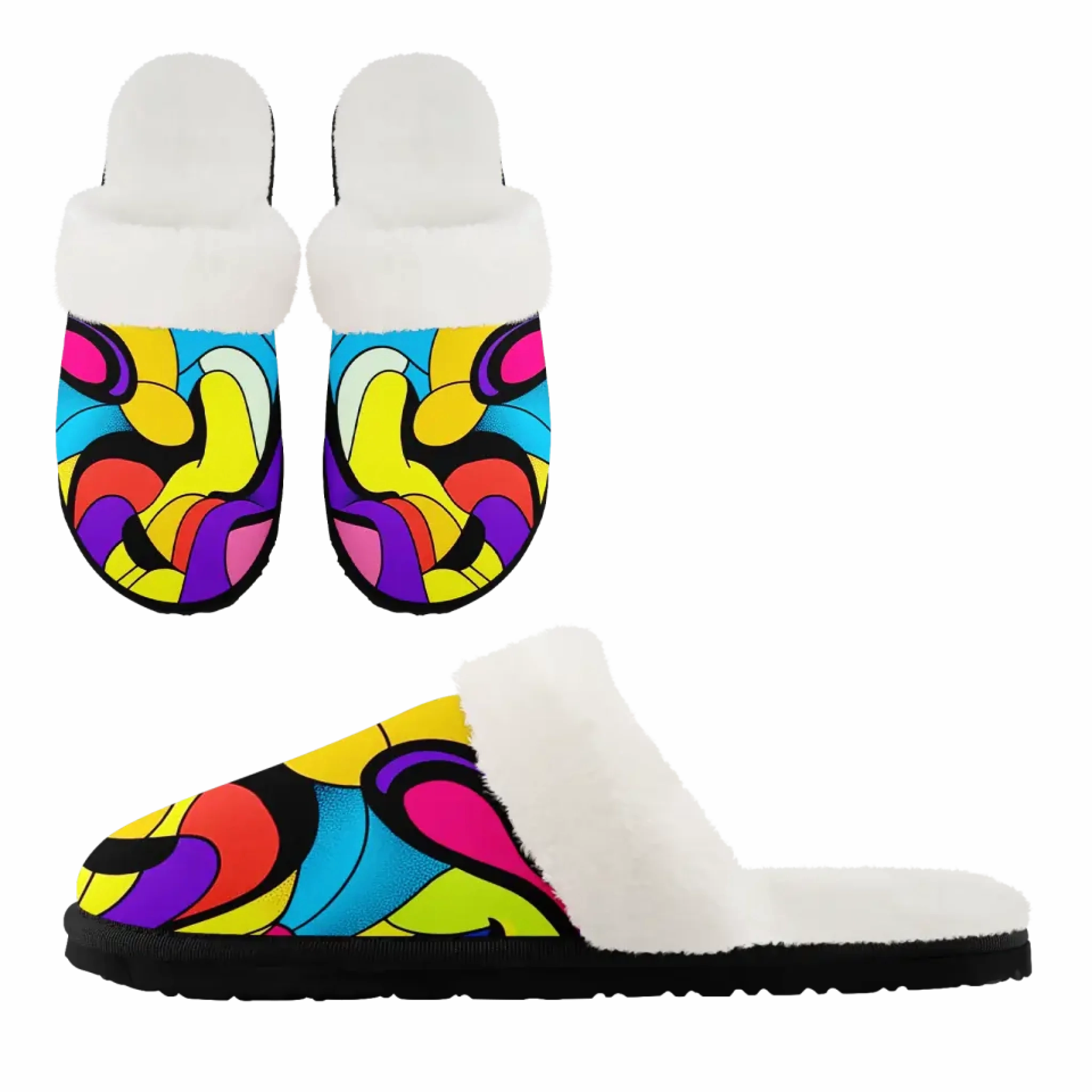 Vibrant Pop Art Graffiti Slippers - Funky Street Art Style FN089-25023209 Ll Bean Wicked Good Slippers