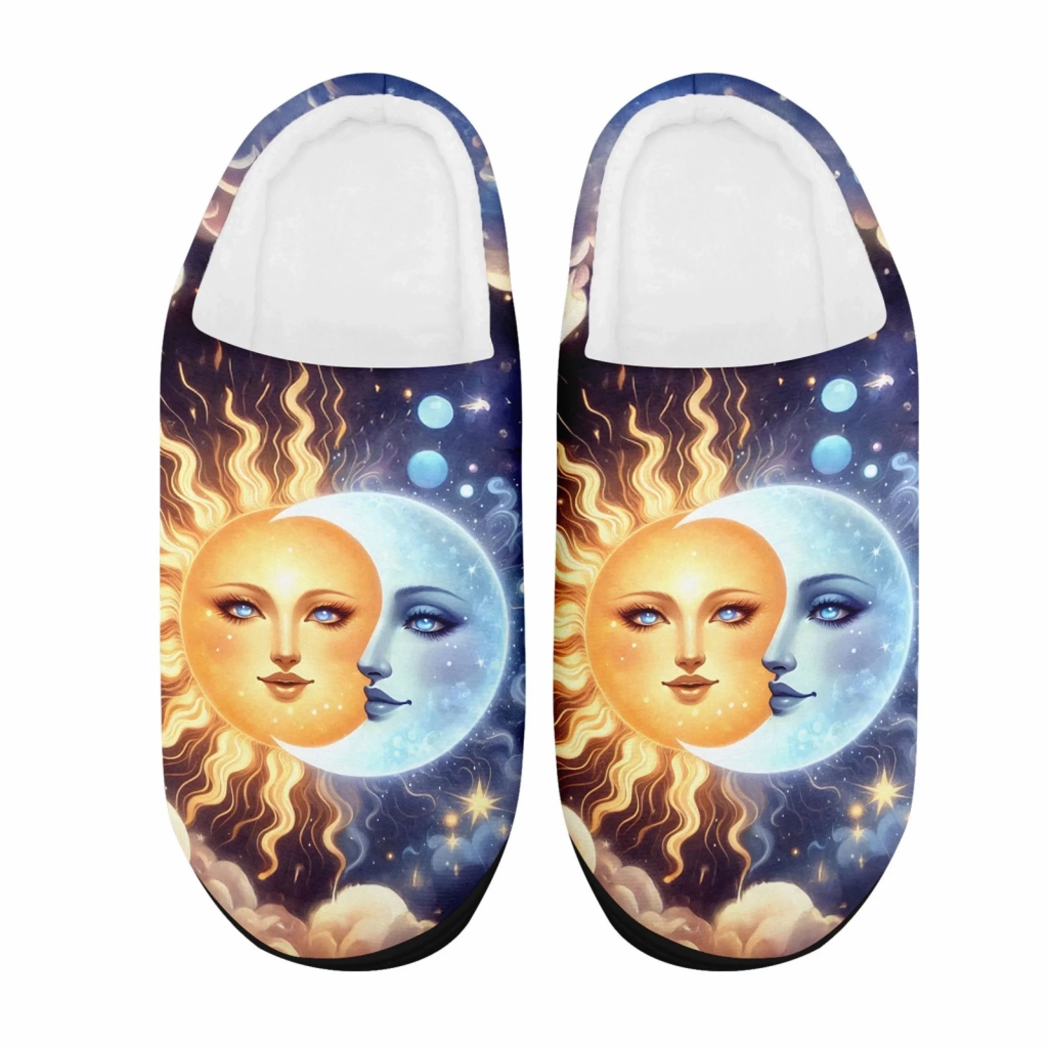 Amazon Slippers With Support Celestial Sun & Moon Plush Slippers, Cozy Cosmic Day & Night House Shoes FN060-25028170