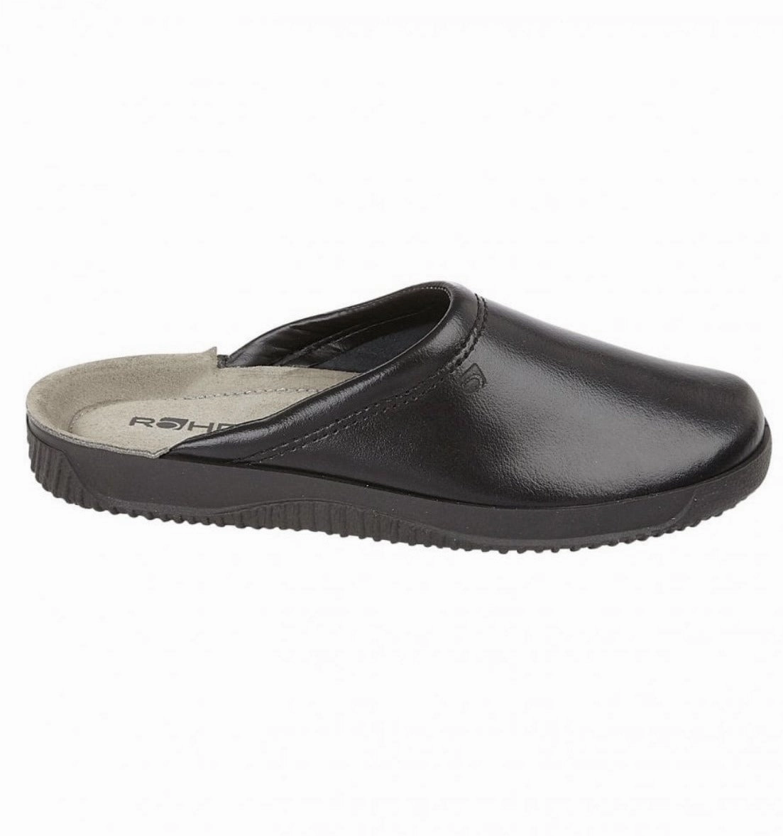 Red Slippers Rohde Men's Backless Leather House Shoe Black