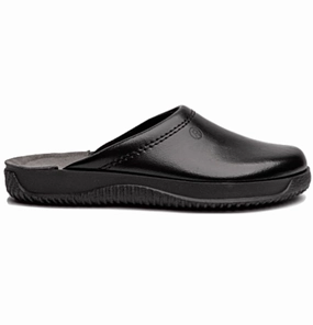 Rohde Men's Backless Leather House Shoe Black Toe Nail Slides