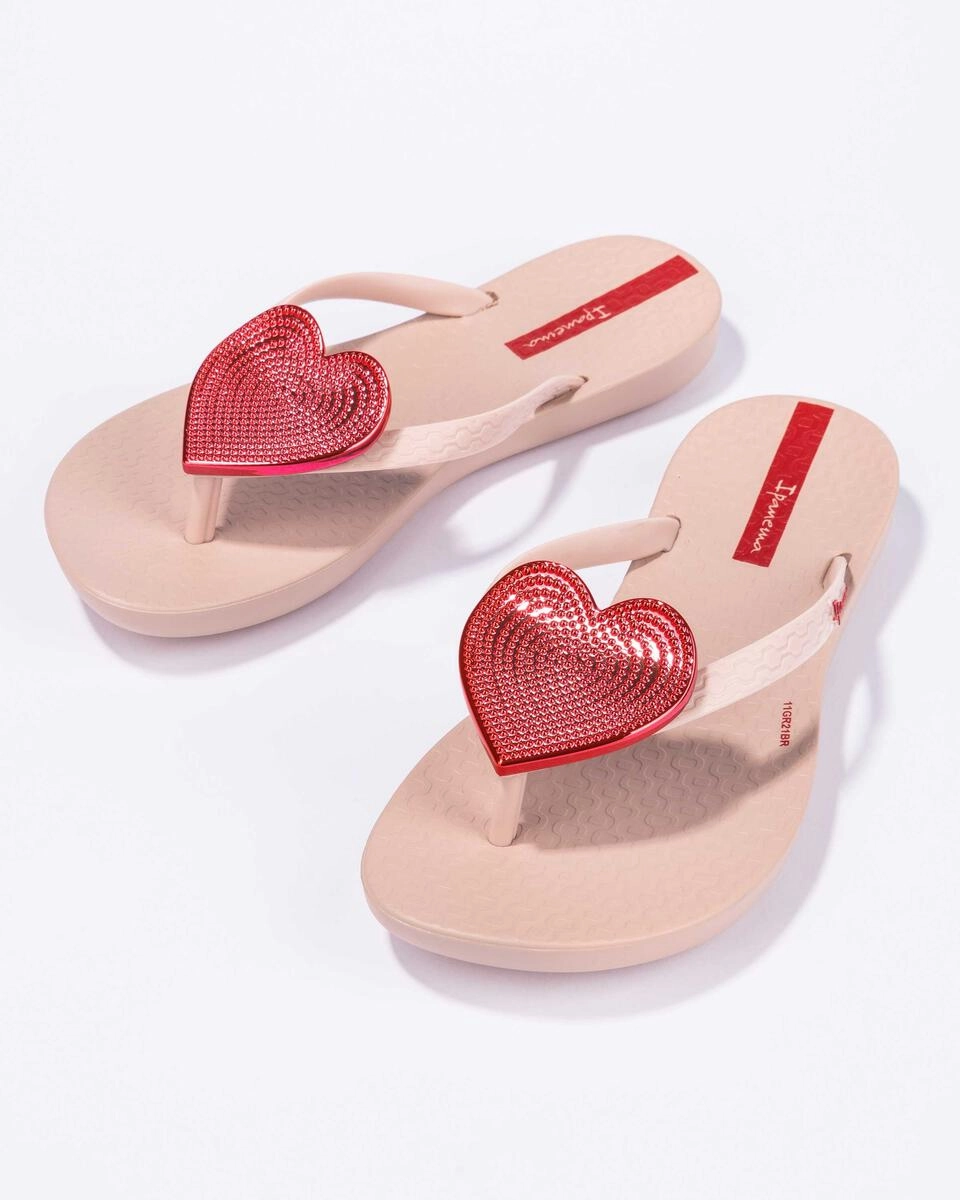 Wave Heart II Kids Flip Flop - Pink/Red Knit Shoes Flats
