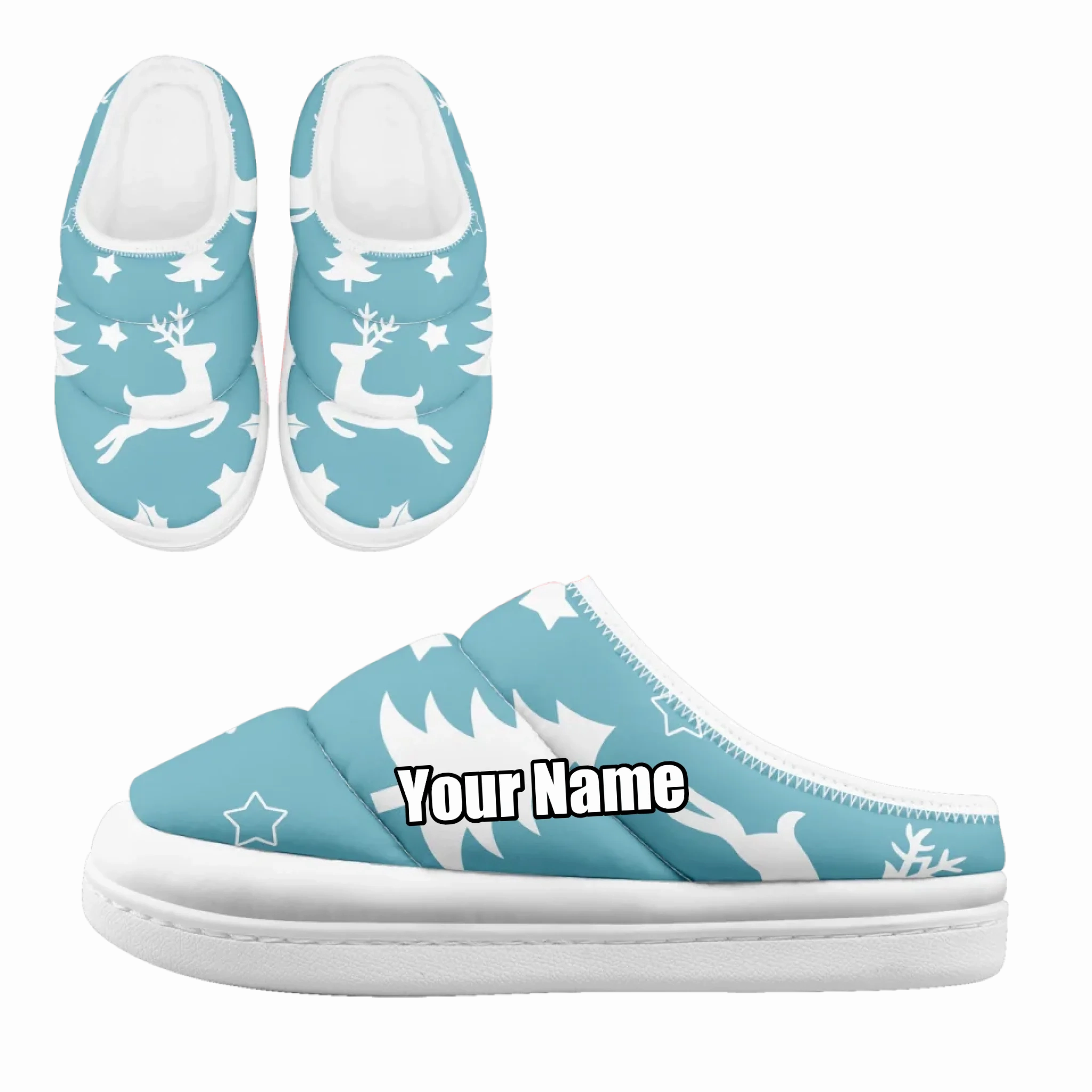 Tazz Slippers Nearby Winter Wonderland Reindeer & Tree Padded Slippers, Minimalist Christmas Cozy House Shoes FN057-25023183