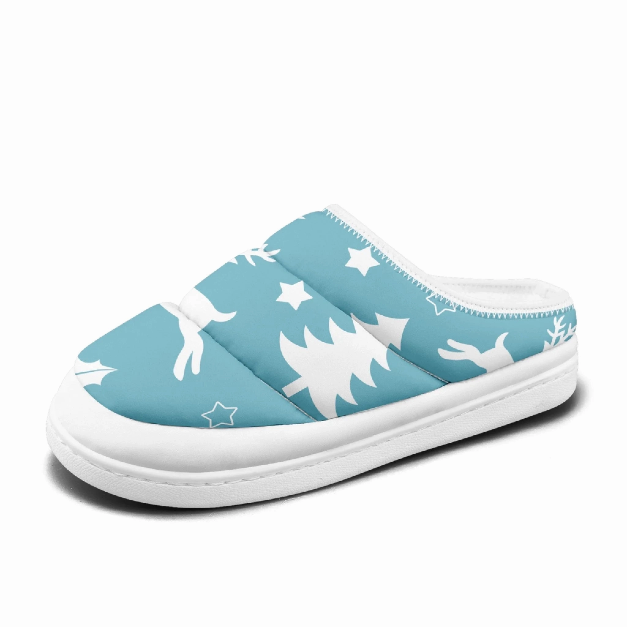 Winter Wonderland Reindeer & Tree Padded Slippers, Minimalist Christmas Cozy House Shoes FN057-25023183 Slippers With Bear