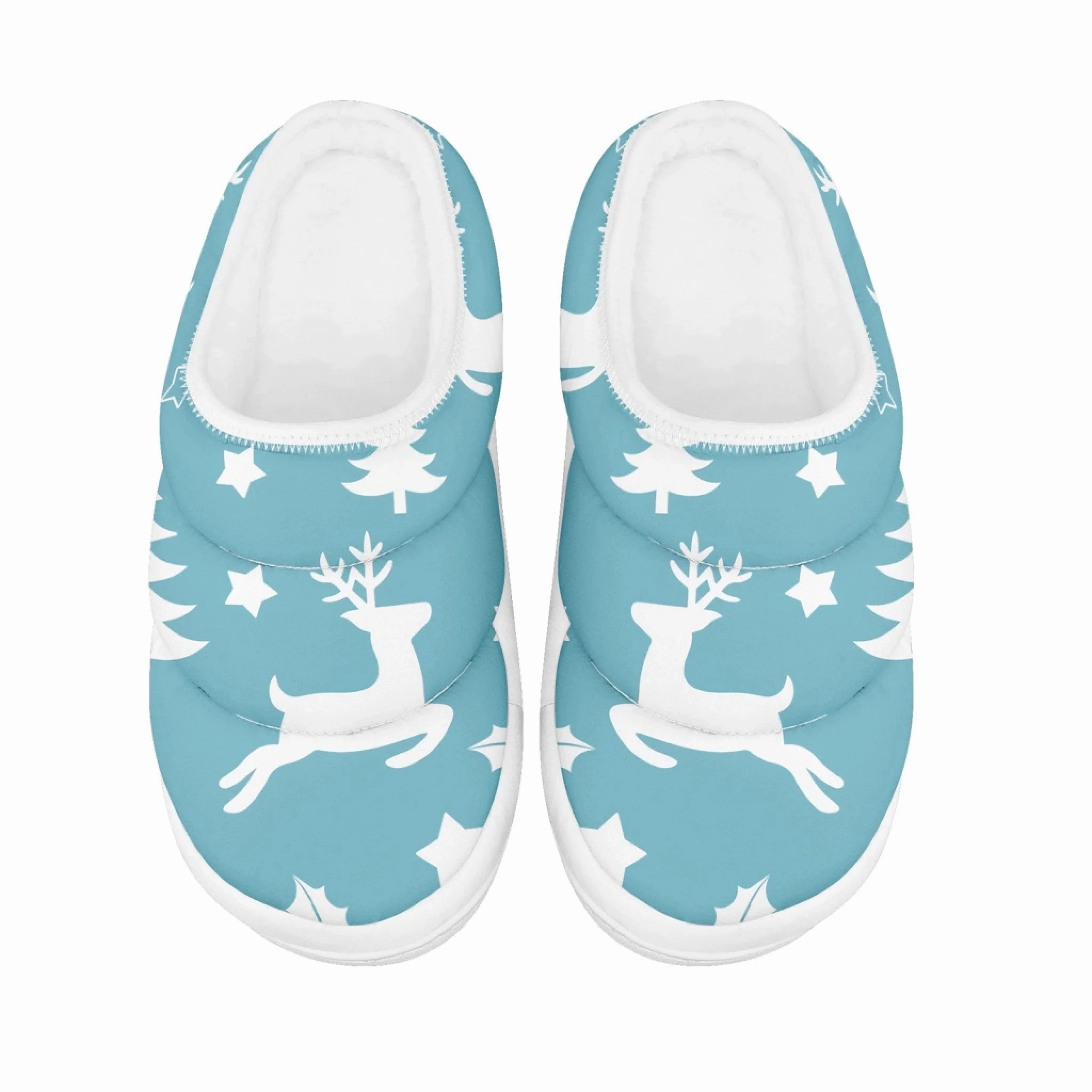 Soccer Slippers Winter Wonderland Reindeer & Tree Padded Slippers, Minimalist Christmas Cozy House Shoes FN057-25023183